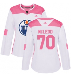 Women's Adidas Edmonton Oilers #70 Ryan McLeod Authentic White Pink Fashion NHL Jersey