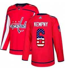 Youth Adidas Washington Capitals #6 Michal Kempny Authentic Red USA Flag Fashion NHL Jersey