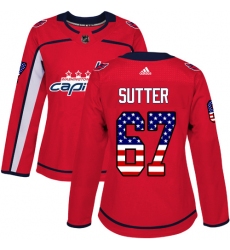 Women's Adidas Washington Capitals #67 Riley Sutter Authentic Red USA Flag Fashion NHL Jersey