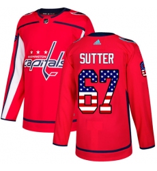 Youth Adidas Washington Capitals #67 Riley Sutter Authentic Red USA Flag Fashion NHL Jersey