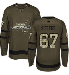 Youth Adidas Washington Capitals #67 Riley Sutter Premier Green Salute to Service NHL Jersey
