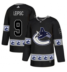 Men's Adidas Vancouver Canucks #9 Brendan Leipsic Authentic Black Team Logo Fashion NHL Jersey