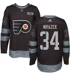 Men's Adidas Philadelphia Flyers #34 Petr Mrazek Premier Black 1917-2017 100th Anniversary NHL Jersey
