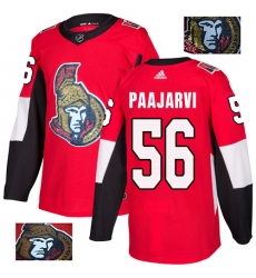 Men's Adidas Ottawa Senators #56 Magnus Paajarvi Authentic Red Fashion Gold NHL Jersey