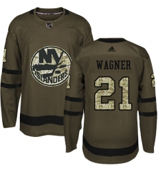 Youth Adidas New York Islanders #21 Chris Wagner Authentic Green Salute to Service NHL Jersey
