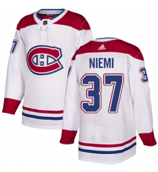 Men's Adidas Montreal Canadiens #37 Antti Niemi Authentic White Away NHL Jersey