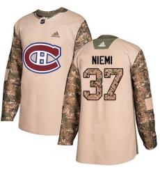Youth Adidas Montreal Canadiens #37 Antti Niemi Authentic Camo Veterans Day Practice NHL Jerseyy