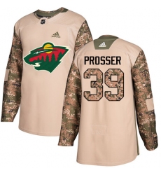 Youth Adidas Minnesota Wild #39 Nate Prosser Authentic Camo Veterans Day Practice NHL Jersey
