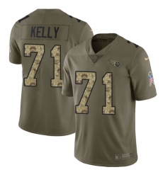 Youth Nike Tennessee Titans #71 Dennis Kelly Limited Olive Camo 2017 Salute to Service NFL Jersey
