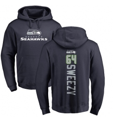NFL Nike Seattle Seahawks #64 J.R. Sweezy Navy Blue Backer Pullover Hoodie