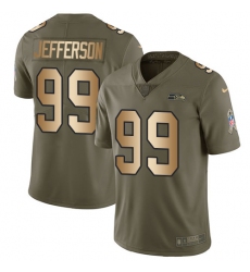 Men's Nike Seattle Seahawks #99 Quinton Jefferson Limited Olive Gold 2017 Salute to Service NFL Jersey
