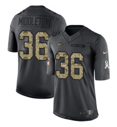Men's Nike New York Jets #36 Doug Middleton Limited Black 2016 Salute to Service NFL Jersey