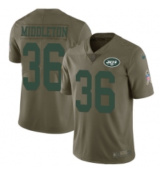 Youth Nike New York Jets #36 Doug Middleton Limited Olive 2017 Salute to Service NFL Jersey