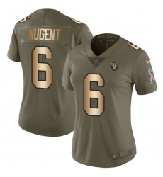 Women Nike Oakland Raiders #6 Mike Nugent Limited Olive Gold 2017 Salute to Service NFL Jersey