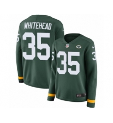 Women's Nike Green Bay Packers #35 Jermaine Whitehead Limited Green Therma Long Sleeve NFL Jersey
