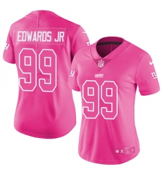 Women's Nike New York Giants #99 Mario Edwards Jr Limited Pink Rush Fashion NFL Jersey