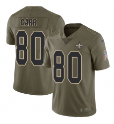Men's Nike New Orleans Saints #80 Austin Carr Limited Olive 2017 Salute to Service NFL Jersey