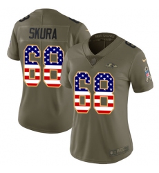 Women's Nike Baltimore Ravens #68 Matt Skura Limited Olive USA Flag Salute to Service NFL Jersey