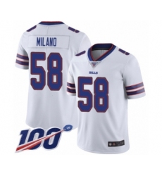 Men's Buffalo Bills #58 Matt Milano White Vapor Untouchable Limited Player 100th Season Football Jersey