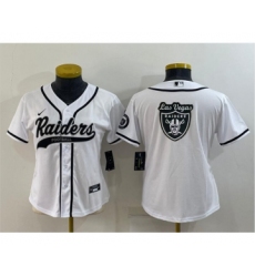Women's Las Vegas Raiders White Team Big Logo With Patch Cool Base Stitched Baseball Jersey