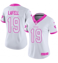 Women's Nike Oakland Raiders #19 Brandon LaFell Limited White Pink Rush Fashion NFL Jersey