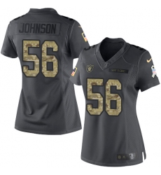 Women's Nike Oakland Raiders #56 Derrick Johnson Limited Black 2016 Salute to Service NFL Jersey