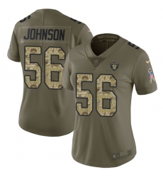 Women's Nike Oakland Raiders #56 Derrick Johnson Limited Olive Camo 2017 Salute to Service NFL Jersey