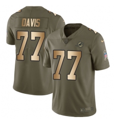Men's Nike Miami Dolphins #77 Jesse Davis Limited Olive Gold 2017 Salute to Service NFL Jersey