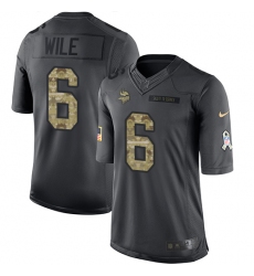 Youth Nike Minnesota Vikings #6 Matt Wile Limited Black 2016 Salute to Service NFL Jersey