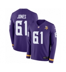Men's Nike Minnesota Vikings #61 Brett Jones Limited Purple Therma Long Sleeve NFL Jersey