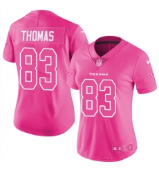Women's Nike Houston Texans #83 Jordan Thomas Limited Pink Rush Fashion NFL Jersey