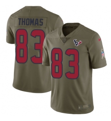 Youth Nike Houston Texans #83 Jordan Thomas Limited Olive 2017 Salute to Service NFL Jersey