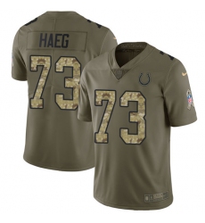 Men's Nike Indianapolis Colts #73 Joe Haeg Limited Olive Camo 2017 Salute to Service NFL Jersey
