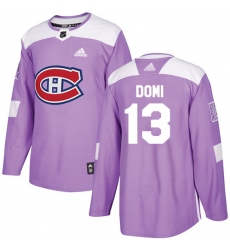 Men's Adidas Montreal Canadiens #13 Max Domi Authentic Purple Fights Cancer Practice NHL Jersey