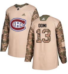 Youth Adidas Montreal Canadiens #13 Max Domi Authentic Camo Veterans Day Practice NHL Jersey