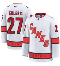 Men's Carolina Hurricanes #27 Nikolaj Ehlers White 2024-25 Away Stitched Hockey Jersey