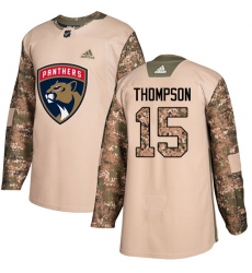 Men's Adidas Florida Panthers #15 Paul Thompson Authentic Camo Veterans Day Practice NHL Jersey