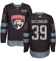 Men's Adidas Florida Panthers #39 Michael Hutchinson Authentic Black 1917-2017 100th Anniversary NHL Jersey