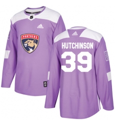 Youth Adidas Florida Panthers #39 Michael Hutchinson Authentic Purple Fights Cancer Practice NHL Jersey