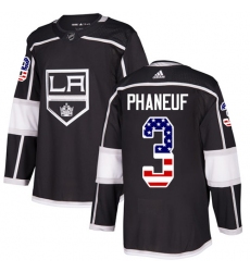 Youth Adidas Los Angeles Kings #3 Dion Phaneuf Authentic Black USA Flag Fashion NHL Jersey