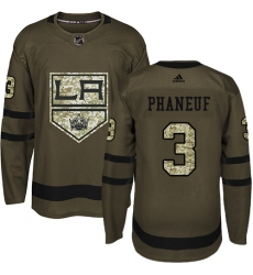 Youth Adidas Los Angeles Kings #3 Dion Phaneuf Authentic Green Salute to Service NHL Jersey