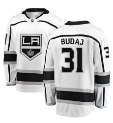Youth Los Angeles Kings #31 Peter Budaj Authentic White Away Fanatics Branded Breakaway NHL Jersey