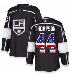 Men's Adidas Los Angeles Kings #44 Nate Thompson Authentic Black USA Flag Fashion NHL Jersey