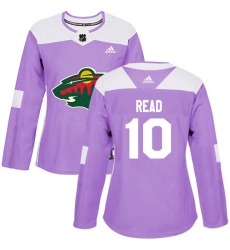 Women's Adidas Minnesota Wild #10 Matt Read Authentic Purple Fights Cancer Practice NHL Jersey