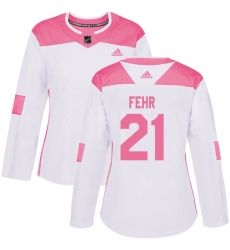 Women's Adidas Minnesota Wild #21 Eric Fehr Authentic White Pink Fashion NHL Jersey