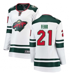 Women's Minnesota Wild #21 Eric Fehr Authentic White Away Fanatics Branded Breakaway NHL Jersey
