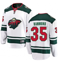 Men's Minnesota Wild #35 Andrew Hammond Authentic White Away Fanatics Branded Breakaway NHL Jersey