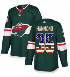 Youth Adidas Minnesota Wild #35 Andrew Hammond Authentic Green USA Flag Fashion NHL Jersey