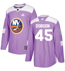 Men's Adidas New York Islanders #45 Noah Dobson Authentic Purple Fights Cancer Practice NHL Jersey