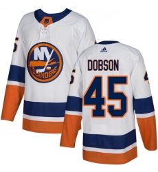 Men's Adidas New York Islanders #45 Noah Dobson Authentic White Away NHL Jersey